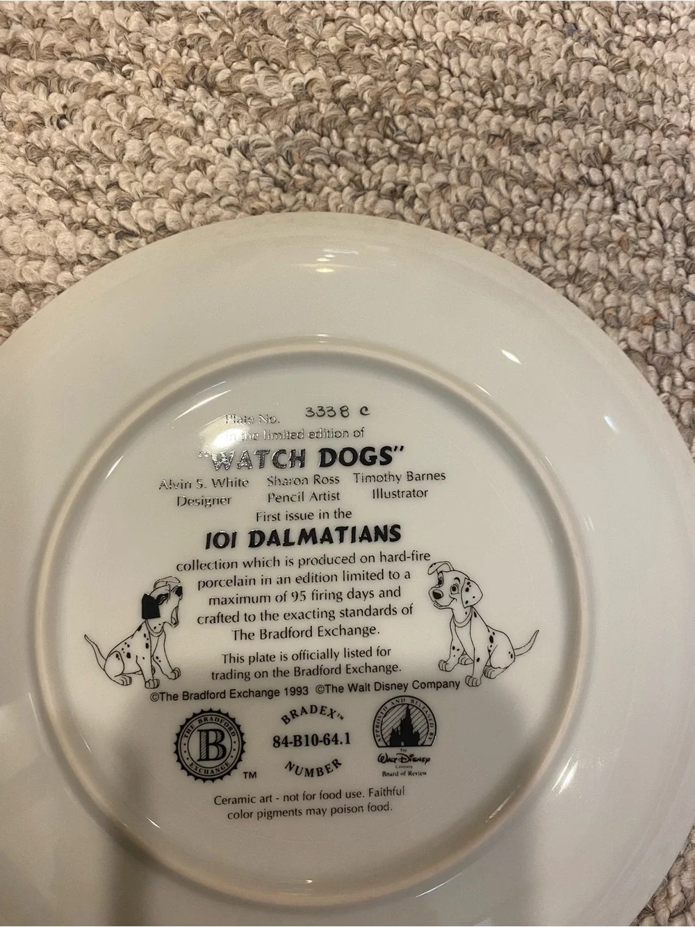 Disney “Watch Dogs” Collectors Plate w/ COA